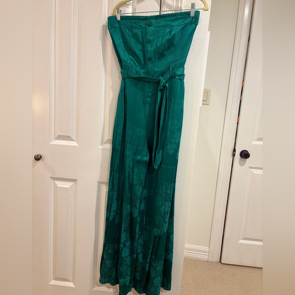 Tularosa Teal Strapless Jumpsuit